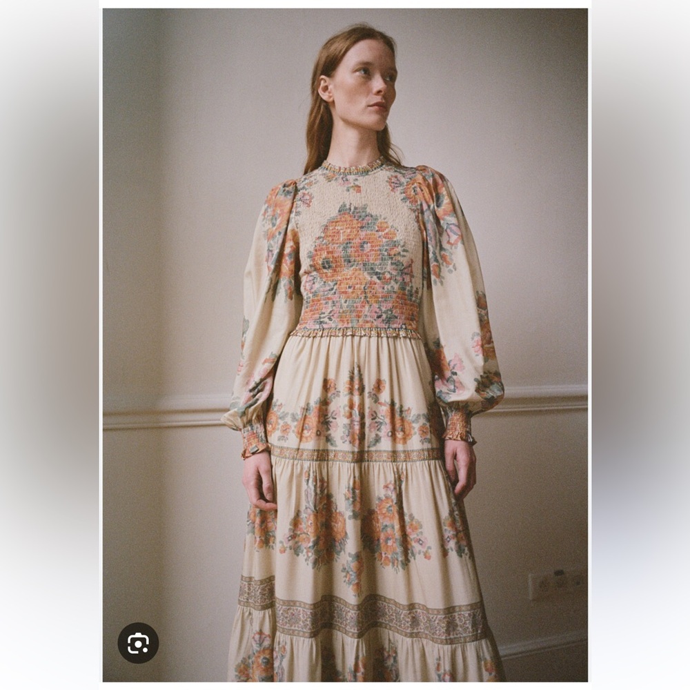 The Fiorella floral border print dress
